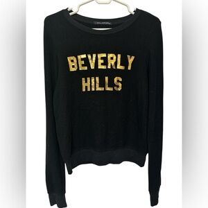 Wildfox Black Sweater with Beverly Hills Gold Lettering